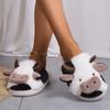 Women's Winter New Soft Cute Cow Cotton Slippers Couple Slippers Fashion Home Warm Non-slip Soft Sole Woolen Shoes