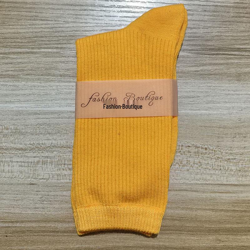 Женские носки для танцев 2025 Dopamine: Красочные, мятые хлопковые носки до середины икры для всех сезонов