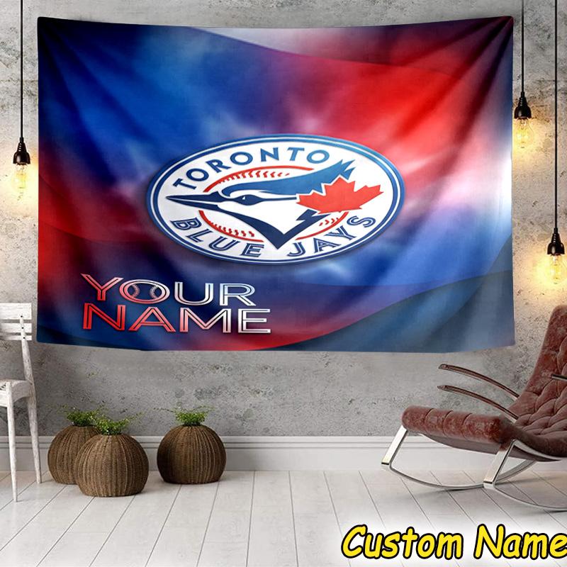 Custom Name Blue Jays Logo Tapestry Room Decoration Wall Hanging for Living Room Bedroom, dormitory, Birthday and Christmas gifts