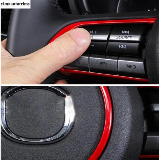 Steering Wheel Button Decoration Cover Kit Trim For Mazda 3 - 2025 / CX-30 - 2025 ABS Red / Carbon Fiber Accessories