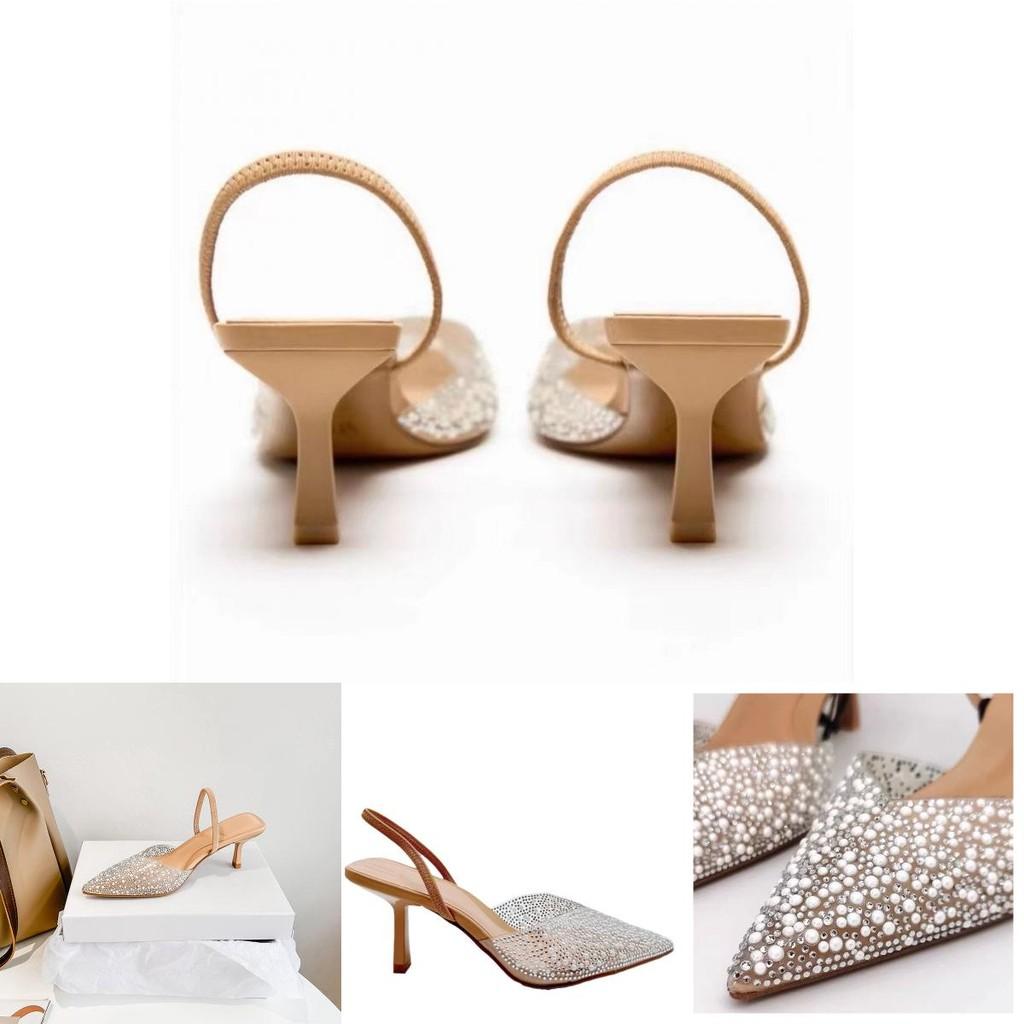 Heeled Sandals With Pearl Embellishments For Summer Wear