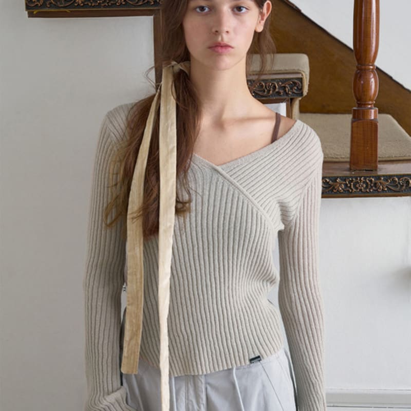 Симметричный процентный велюровый узкий галстук / Бежевый