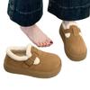 Теплые зимние Birkenstocks на толстой подошве, из бархата, снежные ботинки, обувь из шерсти и хлопка
