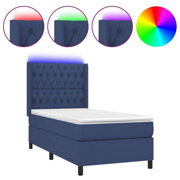 VidaXL Slat Bed Base with Mattress and LED, Upholstered Bed, Single Bed, Adult Bed for Interior Bedroom, 3138515