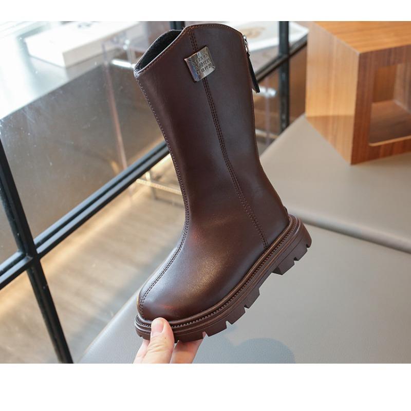 Сапоги для девочек из фланелевой ткани, два хлопка, высокие, осенне-зимние, новинка, рыцарские сапоги для маленьких девочек, корейская версия, детские хлопковые сапоги среднего и большого размера