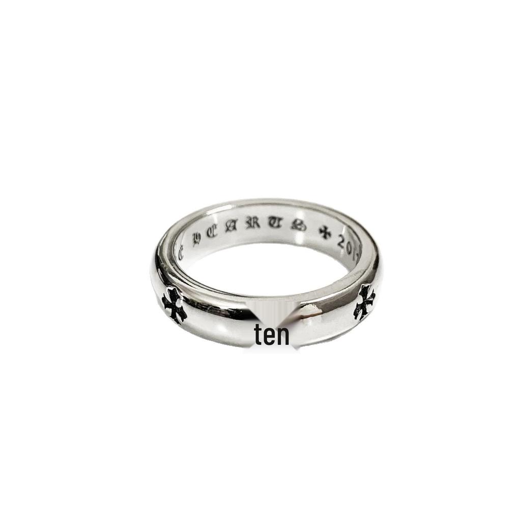 925 Silver Croissant Cross Ring: Unisex Minimalist Hip Hop Style
