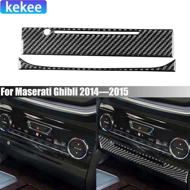 Carbon Fiber Car Accessories Center Console CD Player Panel Decorative Interior Trim Cover Sticker For Maserati Ghibli 2014-2015