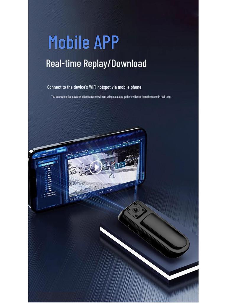 WiFi-камера с клипсой для крепления и диктофон - Мобильное/Конференц-шумоподавление, Видеосъемка с защитой от дрожания для домашних животных/спорта, Запись фото и аудио.