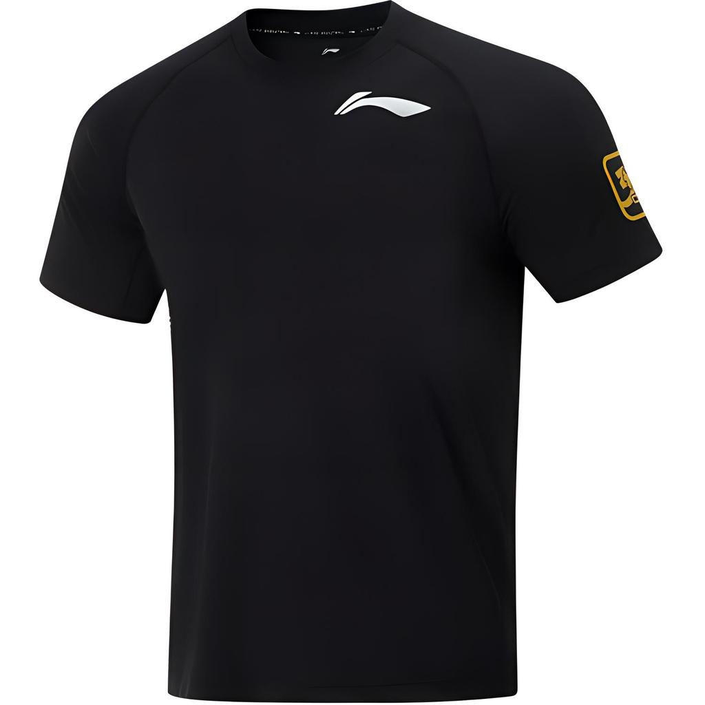 Баскетбольная спортивная майка Li Ning CBA Series 24 Season, дышащая, однотонная, с круглым вырезом и коротким рукавом, мужская майка, черная ATSUA39-2