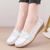 2025 Spring Women's Genuine Leather Wedge Heel Shoes - Soft Sole Loafers for Middle-Aged and Elderly Mothers