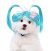 Очаровательный двойной конский хвостик, синий парик для домашних животных - милый головной убор для переодевания кошек и собак