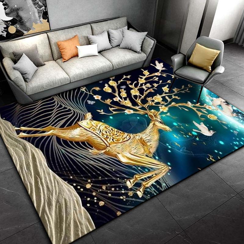 3D Мультяшный Скандинавский Лось Олень Ковер, Ковер для Гостиной Спальни, Детский Игровой Нескользящий Напольный Коврик Диванный Дверной Коврик Декорация