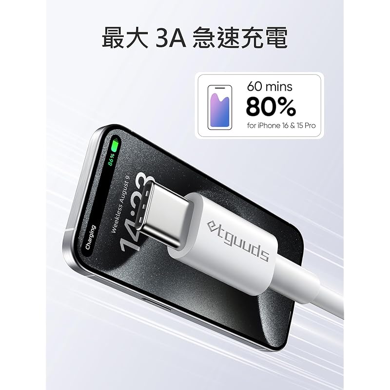 USB C Cable [1M/2 Pieces Set] Type C Cable Etguuds USB-A & USB-C Fast Charging iPhone16 Pro Max Plus, iPhone15/15Pro/15 Max/15Plus, Galaxy, iPad
