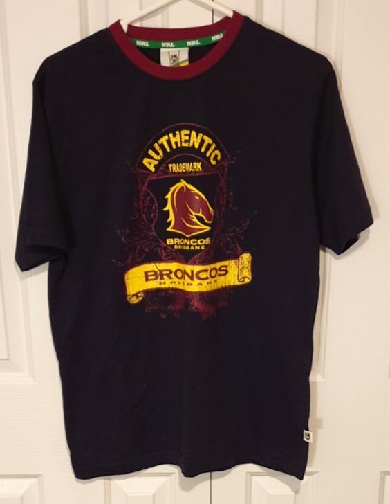 BRISBANE BRONCOS Authentic Trademark NRL Rugby League TShirt Blue Size Medium Unisex T-Shirt