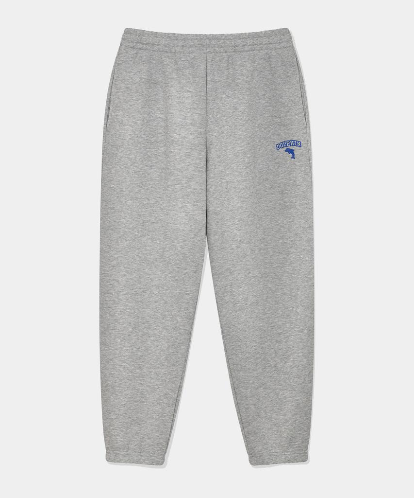 DOLPHIN WAVE APPAREL Флисовые брюки-джоггеры с вышивкой-цепочкой дельфина, меланжево-серые