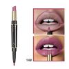 Double-Ended Matte Lipstick Waterproof Long-Lasting Lipsticks In Nude and Dark Red with Lip Liner Pencil