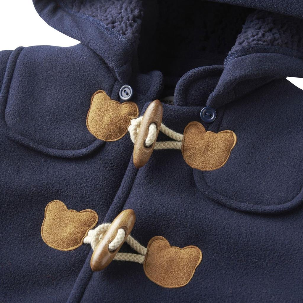 MIKI HOUSE HOT BISCUITS Duffle Boys and Navy Coat, Girls, Blue, 120cm, 73-3803-493