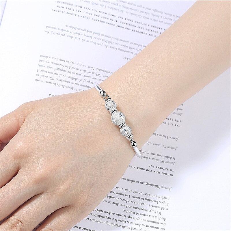 925 Sterling Silver Round Bead Charm Bracelet &Bangle For Women Girls Party Fashion Jewelry Pulseira SL098