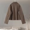 Модная коричневая куртка на молнии для женщин, элегантные короткие пальто с длинным рукавом и лацканами, женская винтажная одежда 2025 года, новая весна-осень, женская уличная верхняя одежда