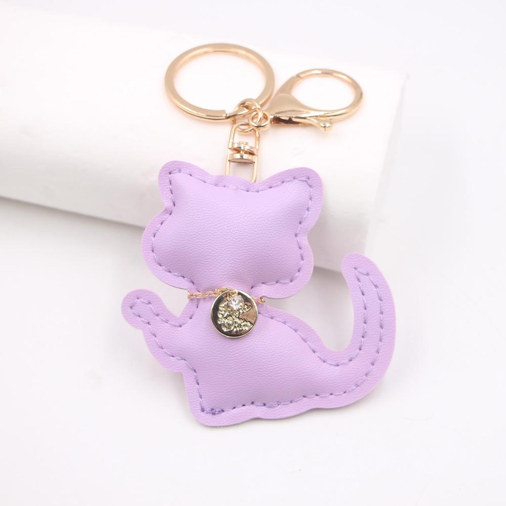 Очаровательный кожаный брелок в виде котенка - подвеска в виде счастливого кота для сумок и автомобилей