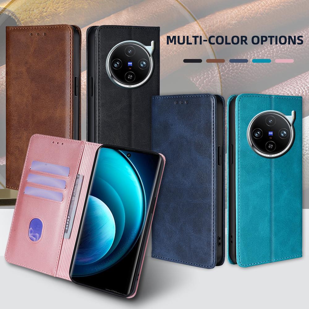 For VIVO X100 Pro Magnetic Flip Phone Case Business Leather Wallet Case for VIVO X100 X90 X80 X70 X60 Pro Plus X90S Lite Funda