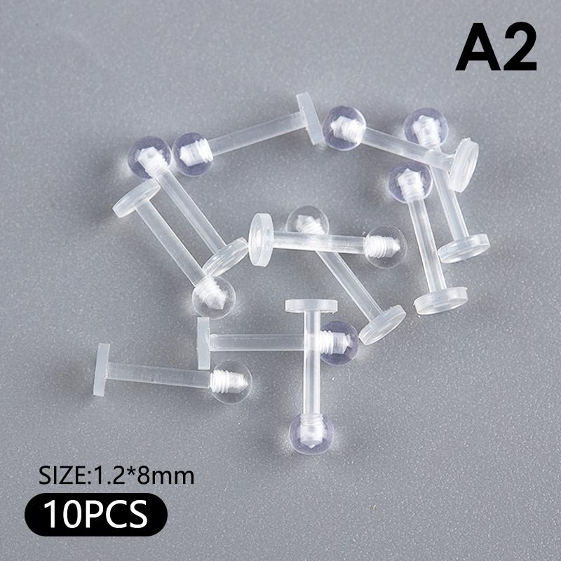 10Pcs Clear Acrylic Lip Stud Piercing Ring Ear Cartilage Earring Bar Tragus