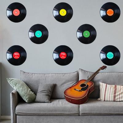 8Pcs/set Artwork Vinyl Record Stickers Records Displays Wall Music Signs Ornaments Bar