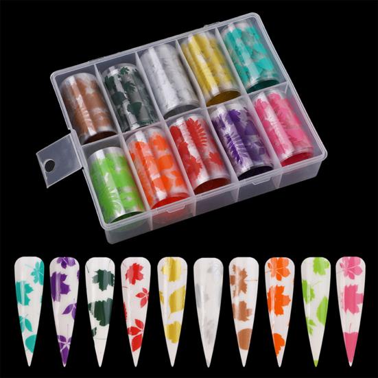 Изысканные наклейки для дизайна ногтей, красочная ультратонкая наклейка с кленовым листом