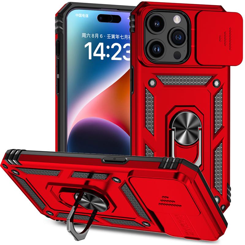 Для iPhone 11 12 13 14 15 Pro Max чехол Slide Camera Armor Phone Cases для iPhone 15 Plus X XS XR 13 14 Pro Stand Ring Back Cover