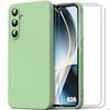 Case for Samsung Galaxy A36 5G - Soft Silicone Green + 2 Tempered Glasses - BOOLING®
