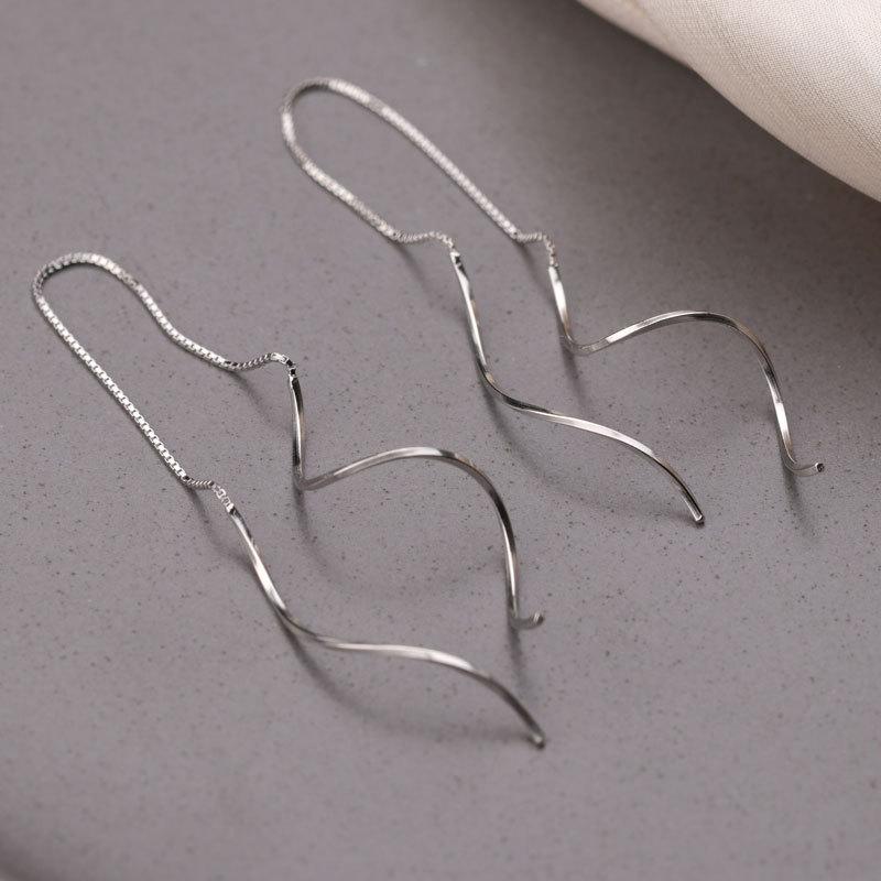 Длинные серьги с волнистыми кисточками Earlines Temperament French Retro Универсальное украшение для женской формы лица