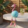 Tropical Garden Decor Cute Dangle Leg Flamingo Figurine, Polka Dot Statue, Whimsical Figurine Resin Home Ornament for Indoor Outdoor Patio Yard Shelf