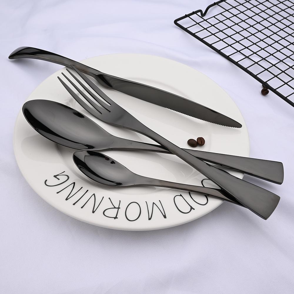 4 Pcs/Set Black Thicken Cutlery Set Stainless Steel Dinnerware Western Tableware Sets Fork Steak Knife Spoons Dinnerware Set
