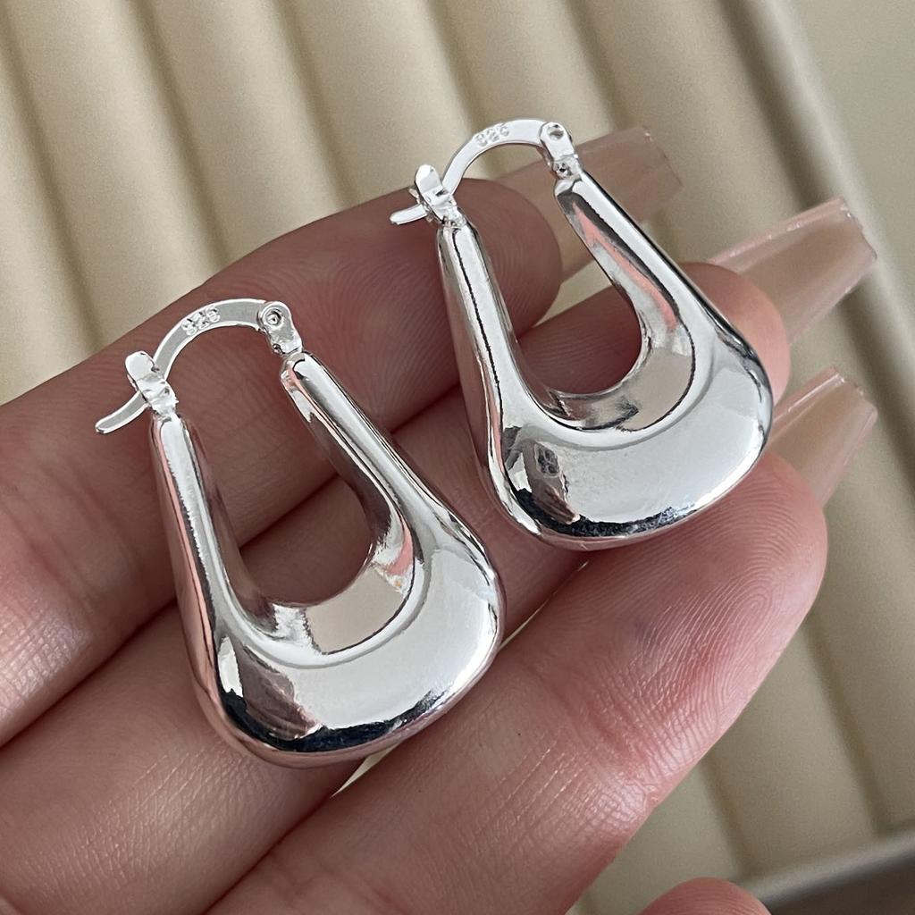 925 Sterling Silver Earrings For Women Trendy Geometric Big Round Twist Earring Jewelry Prevent Allergy Party Gift Accessories