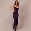 Summer Spaghetti Strap Leopard Printing Dress Elegant Vintage Bodycon Mesh Birthday Wedding Guest Party Dress Long