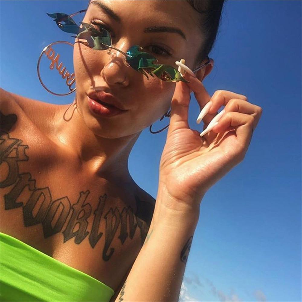 Streetwear Trending Eyewear Fire Flame Rimless Wave Sun Glasses Fashion Sunglasses