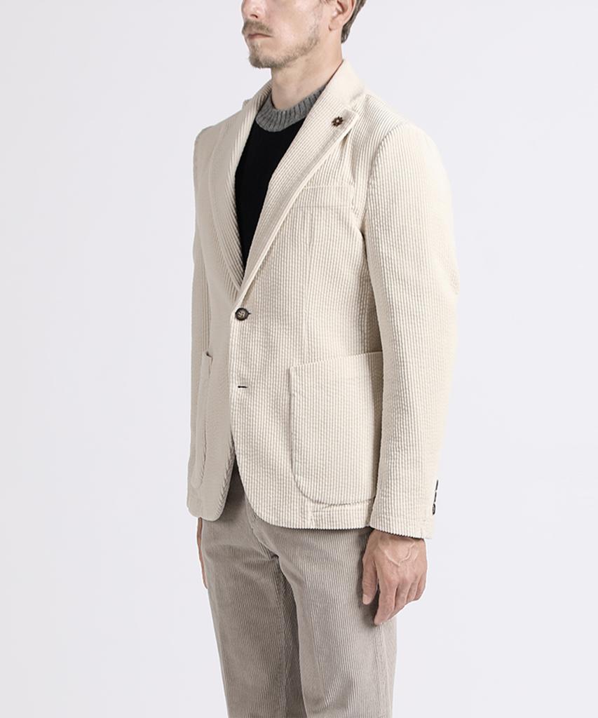 Panicale Ivory Cotton Corduroy Slim Fit Jacket