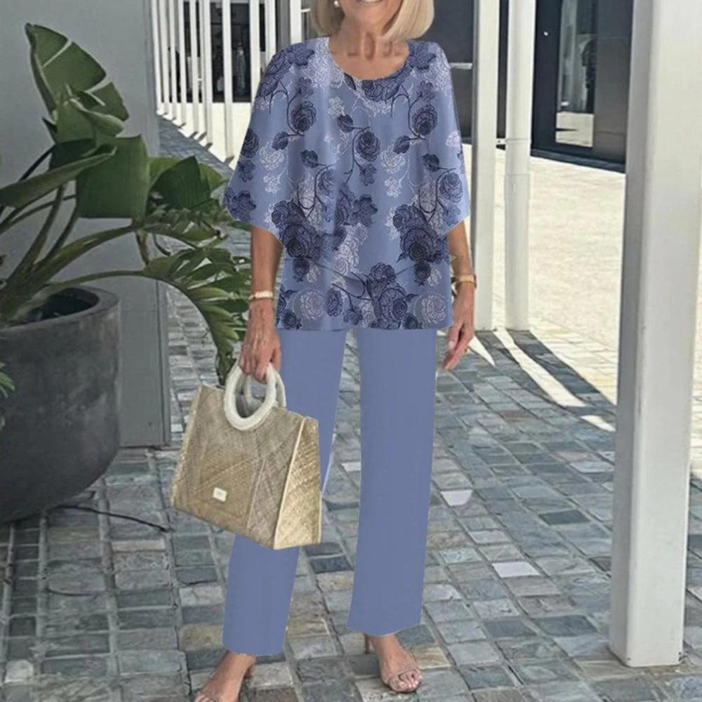 Хлопковая одежда, женские топы и брюки, летний комплект из двух предметов