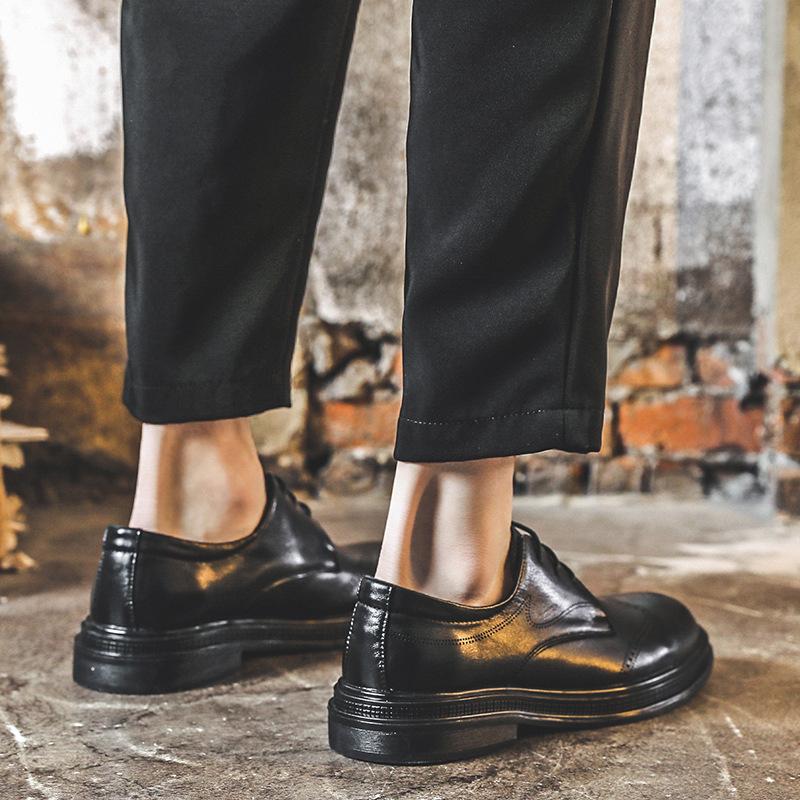 Весна и осень Brock British Style Черные Маленькие кожаные туфли мужские на шнуровке деловые деловые туфли с принтом мужские кожаные туфли 9623-J