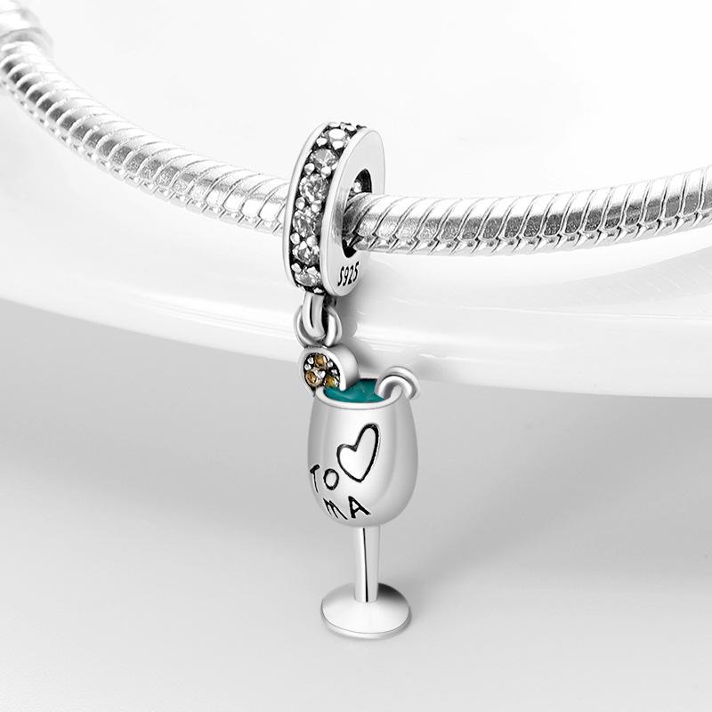 New S925 Fashion Cup Charm Silver Plated Bracelet Accessories Small Jewelry DIY Jewelry Beads