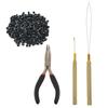 Hair Extensions Tool Kit : I-Tip Hair Pliers 500 Pieces Micro Silicone Hair Beads/Rings Pulling Loop Threader Hook Needle