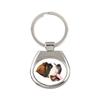 St. Bernard, Saint Bernard, Alpine Mastiff, Bernhardiner - Geometric Keychain with a Photo and the Inscription
