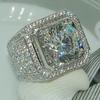 Discounted Platinum Ice Flower Ring for Women's Romantic Engagement Proposal Ring CZ Pinky Full Crystal Jewelry Ring Gifts 7-13