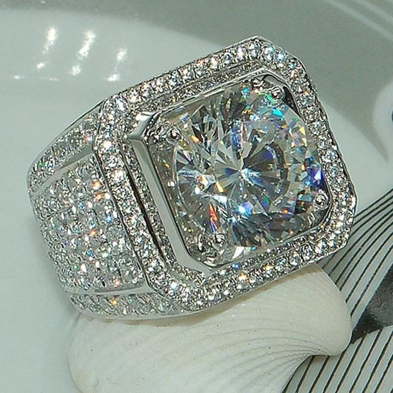 Discounted Platinum Ice Flower Ring for Women's Romantic Engagement Proposal Ring CZ Pinky Full Crystal Jewelry Ring Gifts 7-13