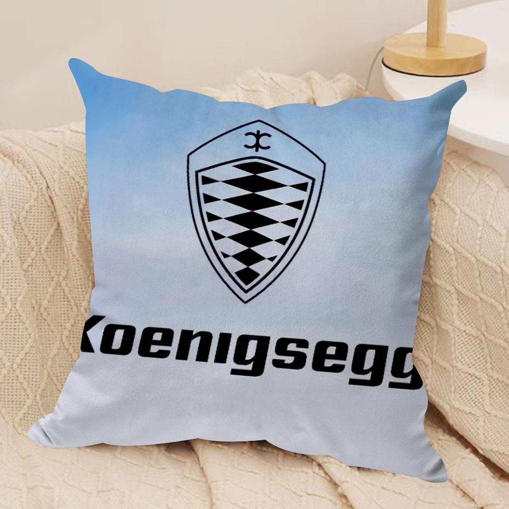 Luxury Car Kkoenigsegg Logo Cushion Cover Short plush Doublesided Print Square Throw Pillow Covers Sofa Home Cushion Decor