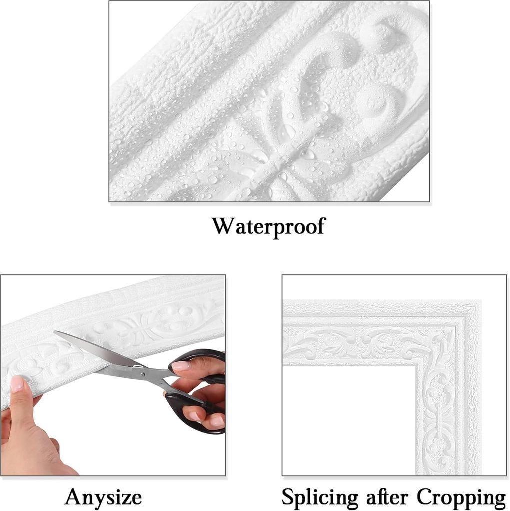 1 шт. 8 см x 2,3 м Самоклеящаяся 3D стеновая молдинг-лента Декор для дома Линия настенного молдинга Самоклеящийся плинтус/потолочный молдинг Расширяющий декор