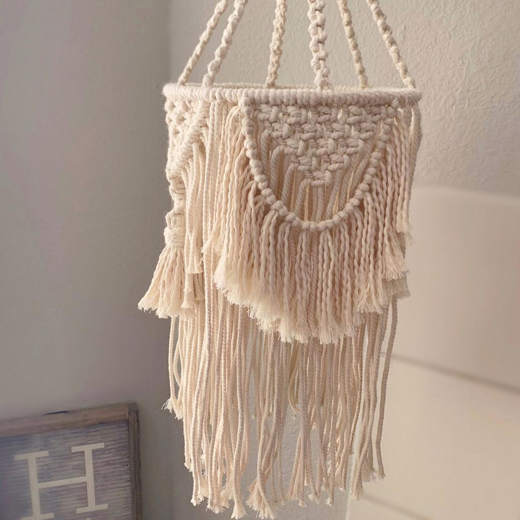 Handmade Macrame Light Shade Chandeliers Hanging Light Cover Light Shade Macrame Woven Tapestry Boho Chic Home Room Decoration