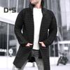 Мужской кардиган, пальто, вязаный свитер с высоким воротником, длинными рукавами, теплыми карманами, пальто средней длины, однотонная осенне-зимняя куртка