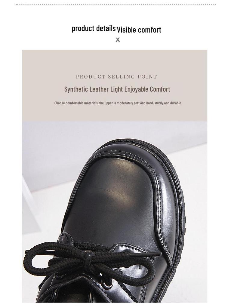 Мальчиковые черные кожаные школьные туфли - Корейский стиль, мягкая подошва, весна/осень 2025