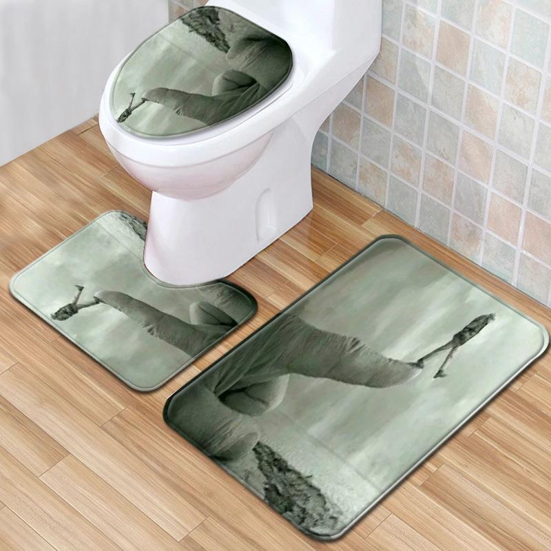 Философский смысл Коврик для пола в ванной Комнатный ковер из трех частей Набор ковриков для туалета Придверный коврик Нескользящий коврик для ванной